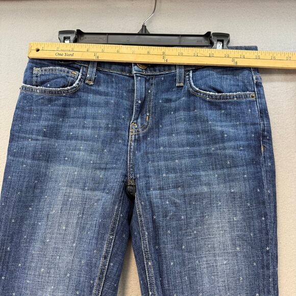 Current / Elliott Jeans Women's 26 (2) Blue Polka Dot Pattern Tapered Raw Hem - Picture 9 of 13